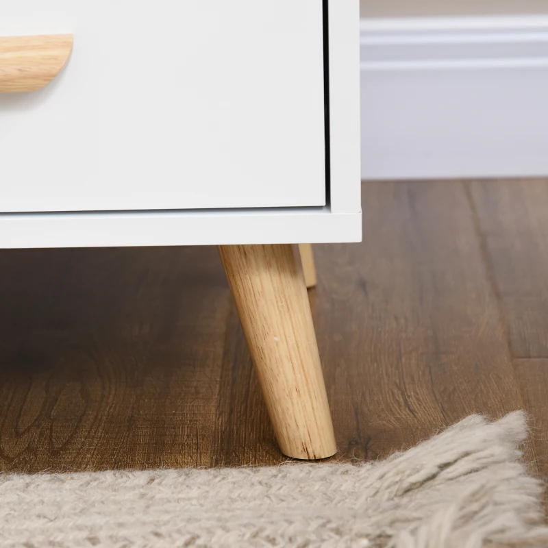 HOMCOM Mesa de Cabeceira Mesa Auxiliar Moderna com 1 Gaveta e Compartimento de Armazenamento 40x40x62cm Branco e Madeira