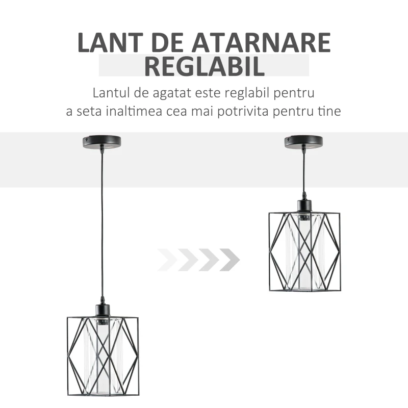 HOMCOM Lampadar Vintage Stil Industrial Lampadar de salon negru reglabil