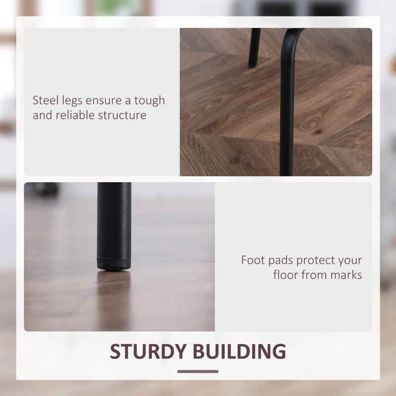 HOMCOM Scaune de masa tapitate Set de 2 scaune de bucatarie fara brate cu picioare din otel pentru living, sufragerie, dormitor, roz, roz