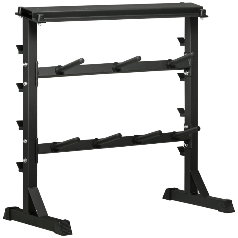 HOMCOM Bara multifunctionala, suport pentru bare, haltere si placi de greutate, cadru din otel si picioare din cauciuc, 100x55x102cm, negru