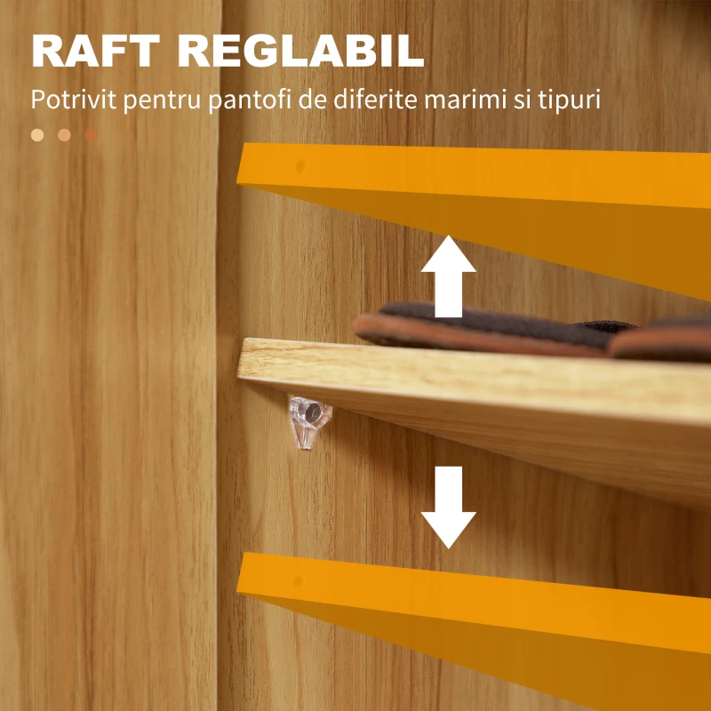 HOMCOM Dulap de pantofi din lemn pentru 12 perechi de pantofi cu 4 rafturi deschise, 83x30x90 cm, culoare maro deschis, care economiseste spatiu si este modern(m-5)