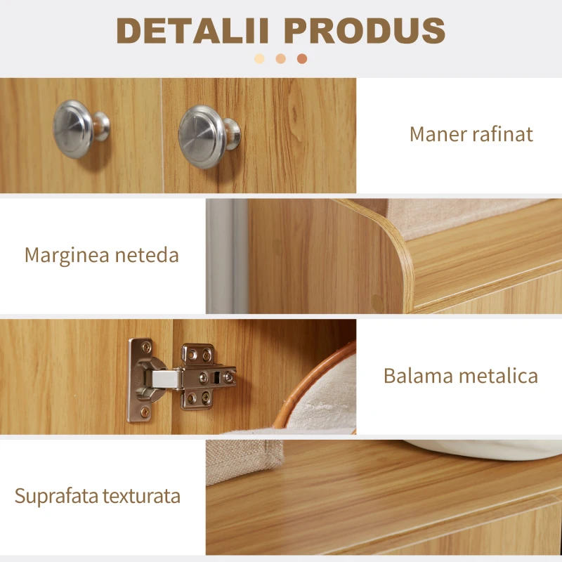 HOMCOM Dulap de pantofi din lemn pentru 12 perechi de pantofi cu 4 rafturi deschise, 83x30x90 cm, culoare maro deschis, care economiseste spatiu si este modern(m-6)