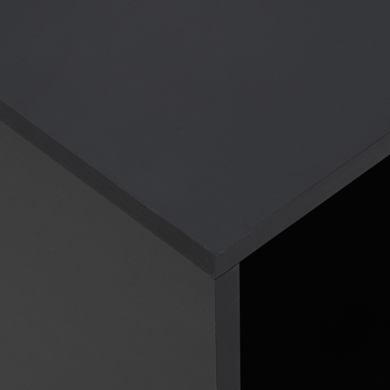 HOMCOM Masa laterala in forma de C cu 2 rafturi deschise si 4 roti pivotante, PAL, 45x35x58cm, negru