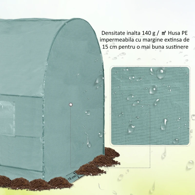 Outsunny sera de gradina din PE, 245x200x198cm, verde