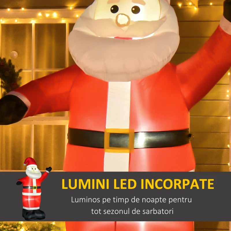 HOMCOM Mos Craciun Gonflabil Luminos cu Lumini LED, 240cm