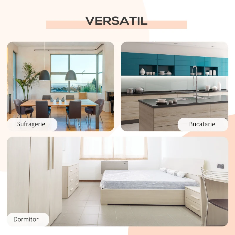 Homcom Birou 169×62×75 cm – Stejar & Alb cu 4 Compartimente Functionale(m-7)
