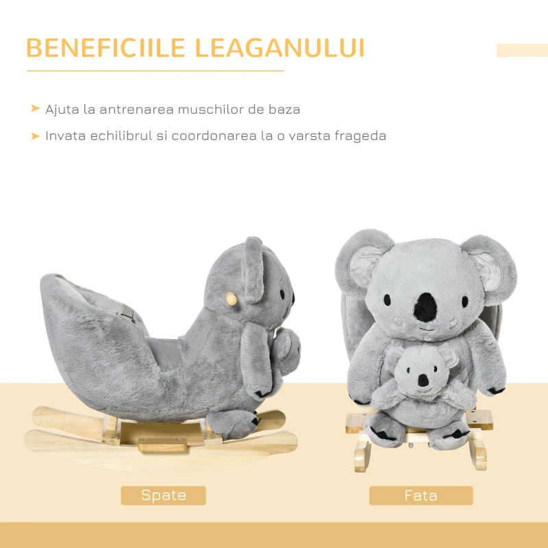 HOMCOM Balansor Koala pentru copii 18-36 Luni in Peluche 60x33x50cm