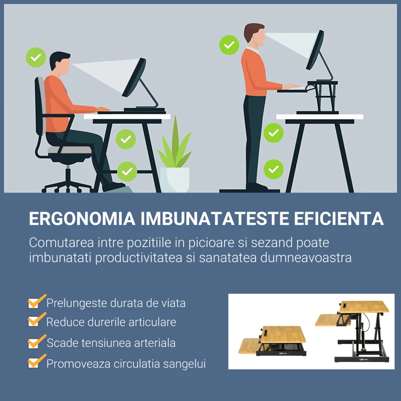 Vinsetto suport reglabil pentru monitor, tastatura si mouse