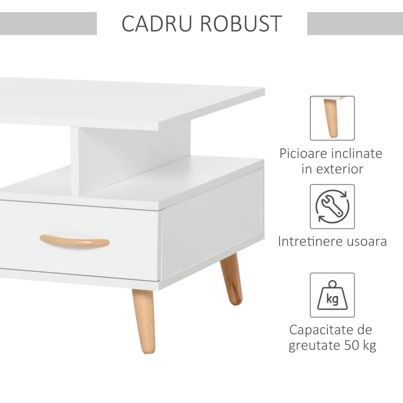 HOMCOM Masuta de sufragerie moderna, cu usa si sertar Sufragerie si Birou Alba
