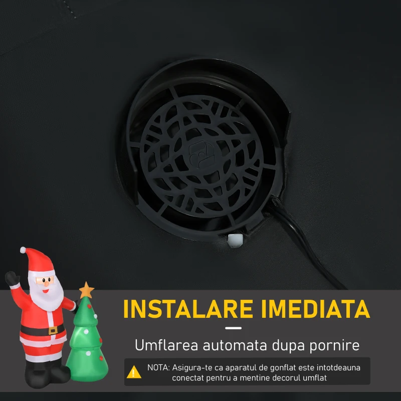 HOMCOM Mos Craciun Gonflabil cu Brad Inaltime 150cm Lumini cu LED Rosu Verde
