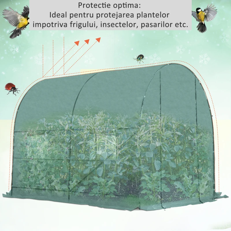 Outsunny sera de gradina din PE, 245x200x198cm, verde