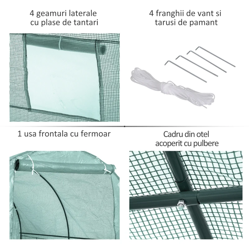 Outsunny sera de gradina din PE, 245x200x198cm, verde