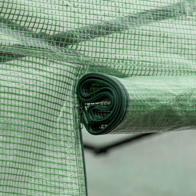 Outsunny Sera Tunel de Exterior cu Copertina din PE, Usa cu Fermoar si 6 Ferestre, Verde(m-9)