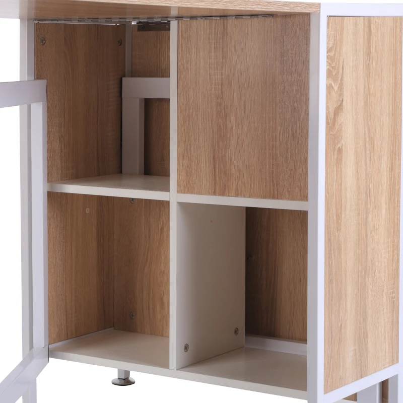 Homcom Birou 169×62×75 cm – Stejar & Alb cu 4 Compartimente Functionale(m-11)