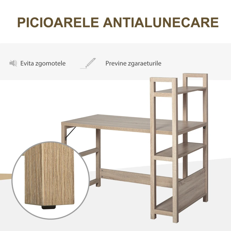 HOMCOM birou cu biblioteca si 3 rafturi, 120 x 67 x 120.5 cm