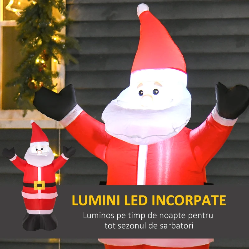 HOMCOM Mos Craciun gonflabil, cu lumini LED, 80x40x120 cm