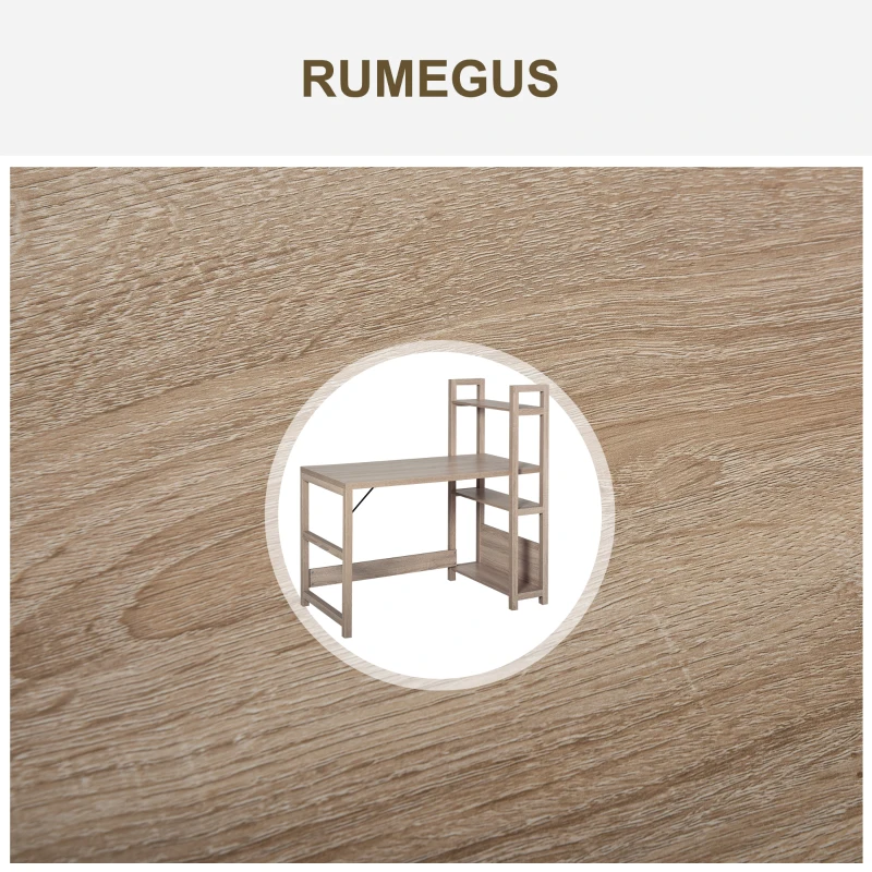 HOMCOM birou cu biblioteca si 3 rafturi, 120 x 67 x 120.5 cm