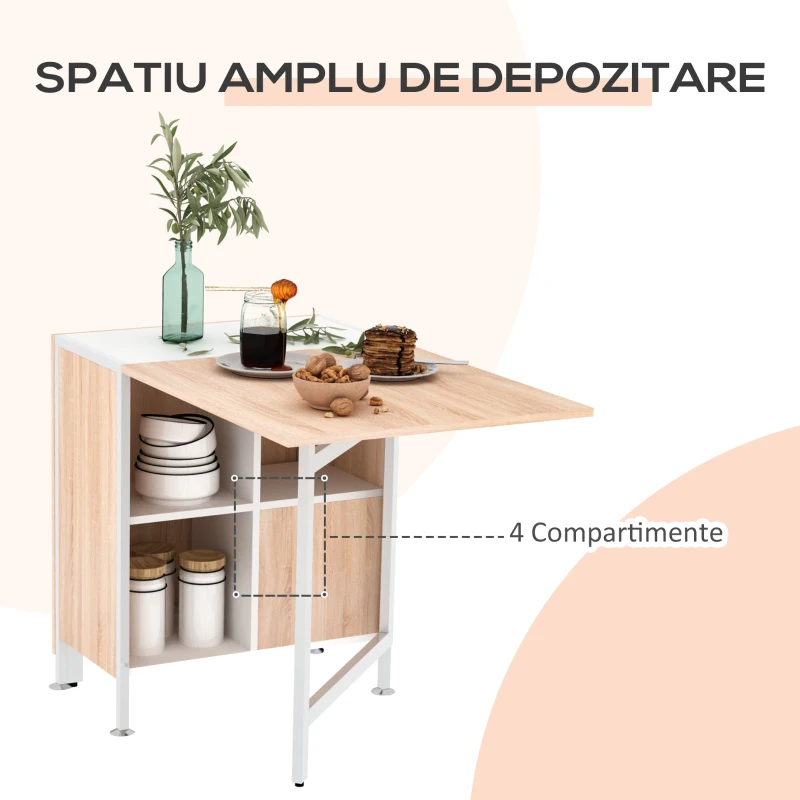 Homcom Birou 169×62×75 cm – Stejar & Alb cu 4 Compartimente Functionale(m-6)