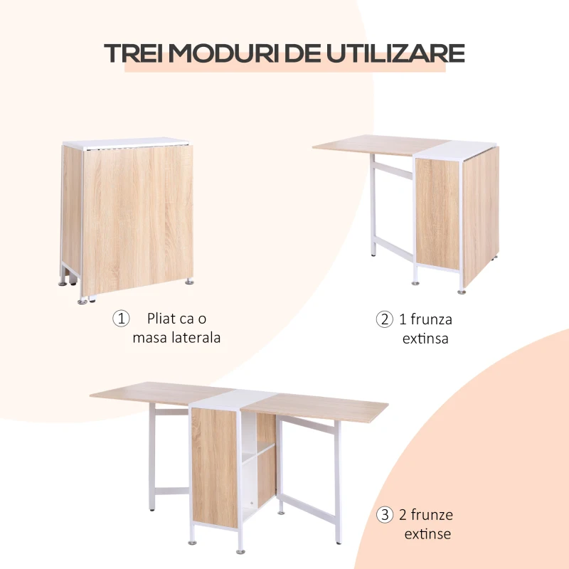 Homcom Birou 169×62×75 cm – Stejar & Alb cu 4 Compartimente Functionale(m-4)