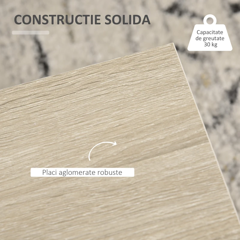 HOMCOM Masuta de Cafea din Lemn cu 2 Sertare, 2 Rafturi si Roti cu Frana, 70x70x35cm - Lemn