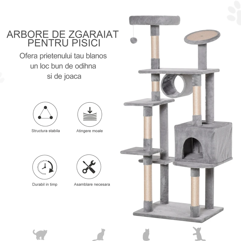 PawHut Ansamblu pentru Pisicuţe şi Pisici Adulte pana la maxim 4.5 kg Gri