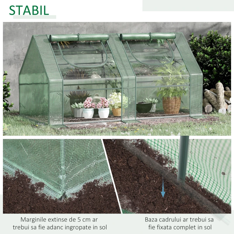 Outsunny sera din otel, copertina PE 180x90x90 cm, verde