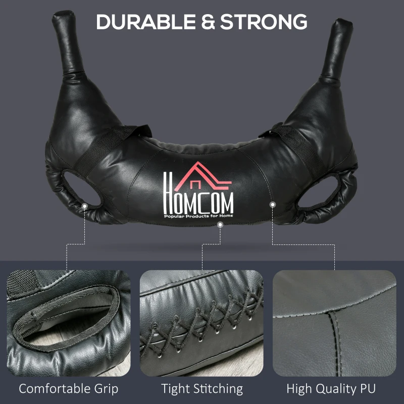 Geanta de antrenament de forta HOMCOM de 20 kg, sac de nisip pentru antrenament, geanta bulgareasca multifunctionala pentru sala de gimnastica de acasa