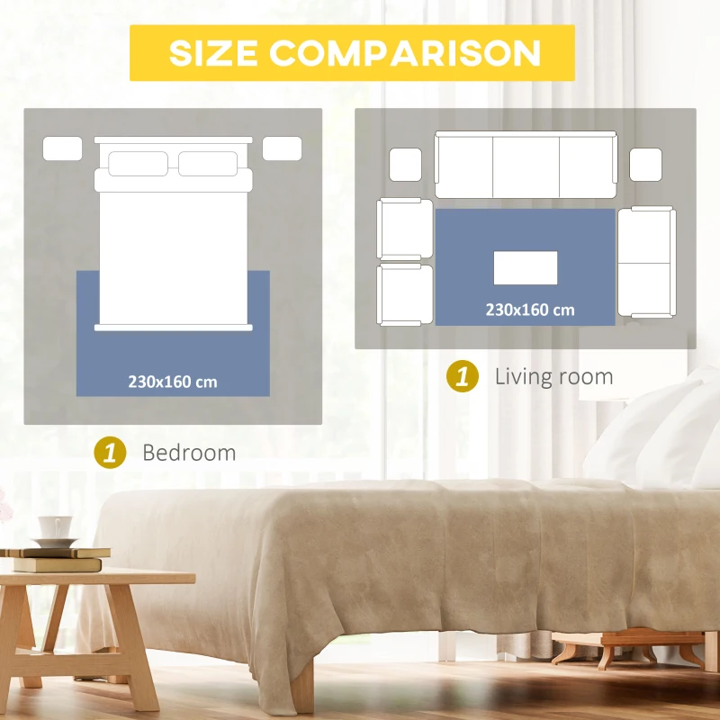 HOMCOM Grey Rug, Modern Abstract Area Rugs, Decorative Carpet for Living Room, Bedroom, Dining Room, 230 x 160cm