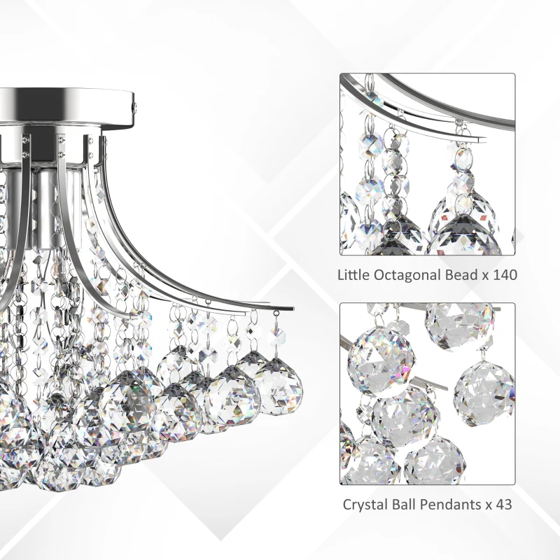 HOMCOM Dining Room Ceiling Lights, Modern K9 Crystal Chandelier