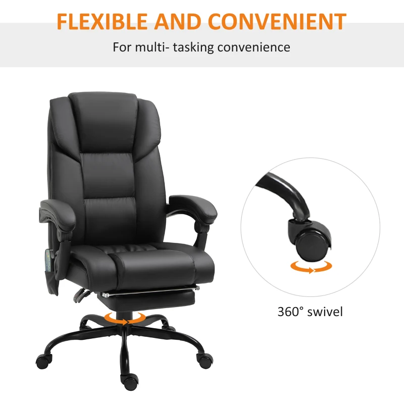 Vinsetto PU Leather 6-Point Massage Desk Chair w/ Remote Black