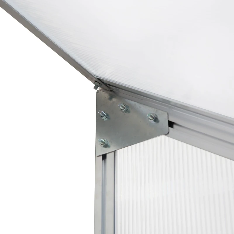 Outsunny 6 X 4ft Walk-In Lean to Greenhouse Garden Heavy Duty Aluminium Polycarbonate with Roof Vent for Plants Herbs Vegetables, Silver