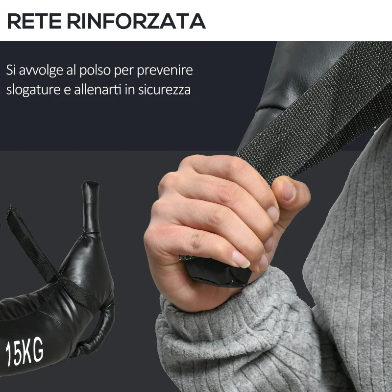 HOMCOM Sacca Bulgara da 15 kg per Allenamento Fitness in Casa, Ufficio e Palestra, 72x50x18 cm, Nero