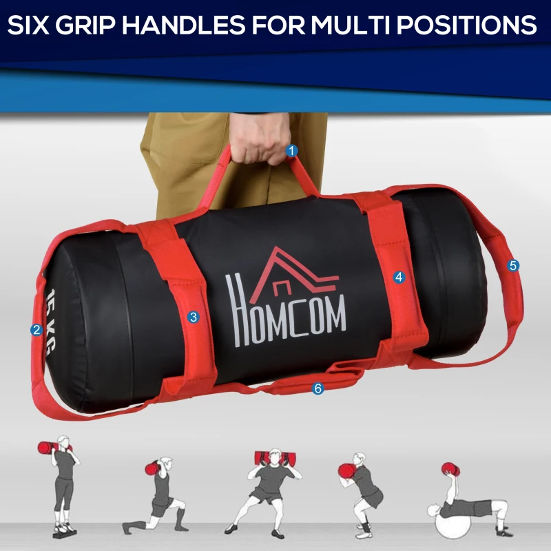 Sac de nisip pentru antrenament HOMCOM Sac de greutate cu manere anti-alunecare pentru sala de sport de acasa Antrenament de forta, 15 kg