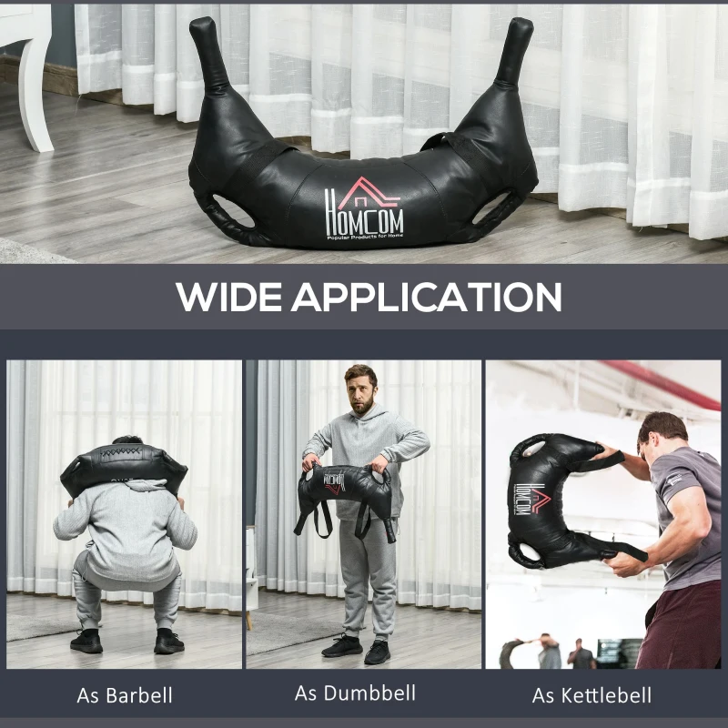 Geanta de antrenament de forta HOMCOM de 20 kg, sac de nisip pentru antrenament, geanta bulgareasca multifunctionala pentru sala de gimnastica de acasa