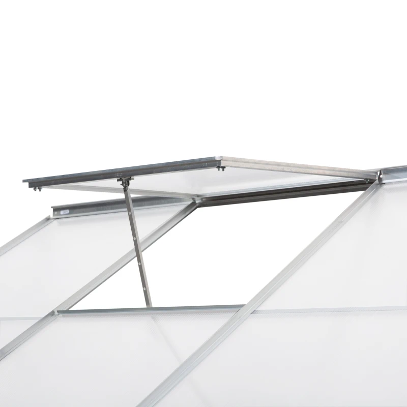 Outsunny 6 X 4ft Walk-In Lean to Greenhouse Garden Heavy Duty Aluminium Polycarbonate with Roof Vent for Plants Herbs Vegetables, Silver