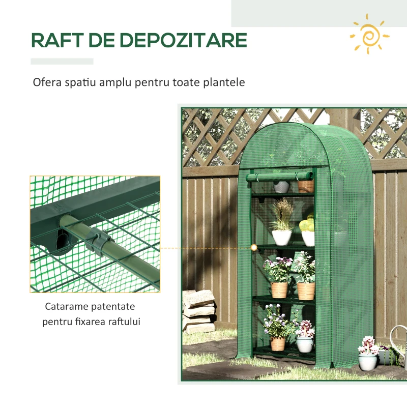 Outsunny sera de gradina, 80x49x160cm, verde