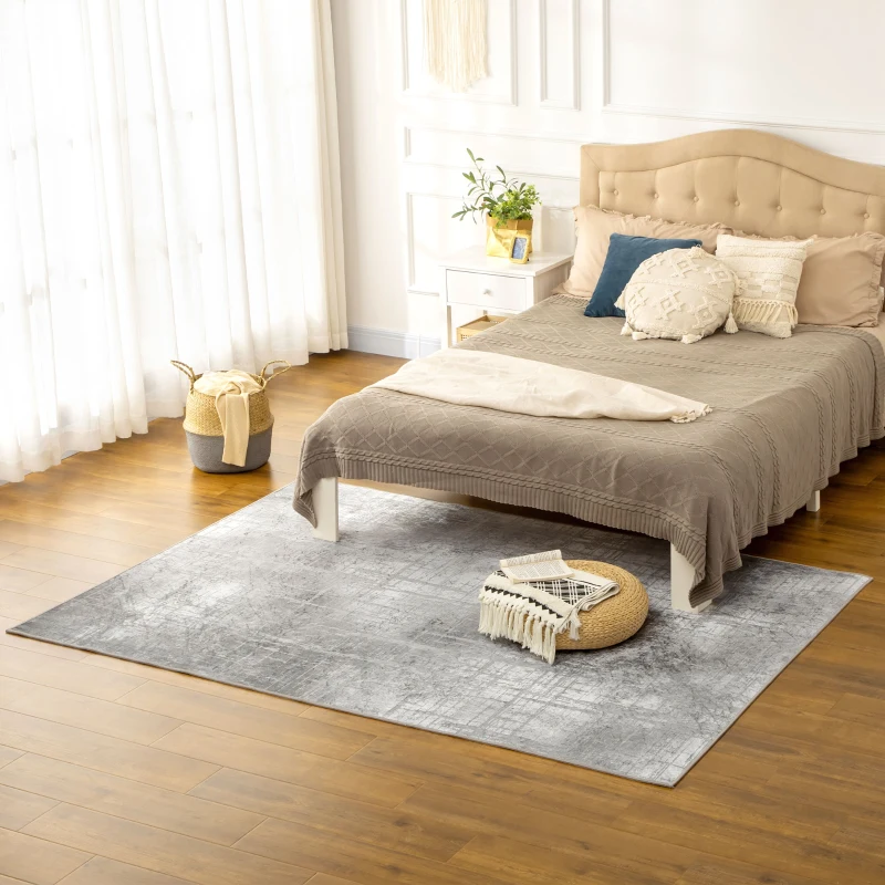 HOMCOM Grey Rug, Modern Abstract Area Rugs, Decorative Carpet for Living Room, Bedroom, Dining Room, 230 x 160cm