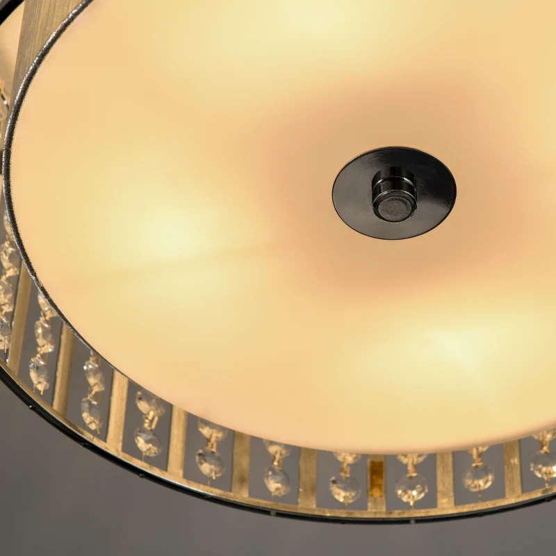 HOMCOM Modern K9 Crystal Chandelier Ceiling Light with Double Layer Lampshade, Round Pendant Light for Living Room, Bedroom, 4 G9 Bulbs Required, Φ35 cm