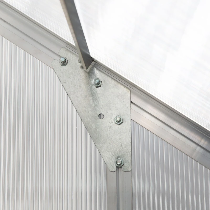 Outsunny 6 X 4ft Walk-In Lean to Greenhouse Garden Heavy Duty Aluminium Polycarbonate with Roof Vent for Plants Herbs Vegetables, Silver