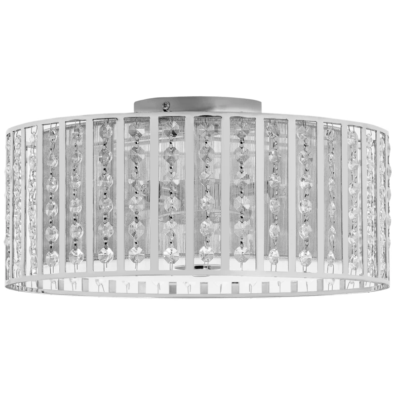 HOMCOM Modern K9 Crystal Chandelier Ceiling Light with Double Layer Lampshade, Round Pendant Light for Living Room, Bedroom, 4 G9 Bulbs Required, Φ35 cm