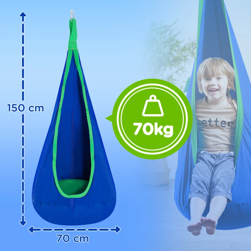 HOMCOM Children's Canvas Hanging Swing Pod Chair Blue