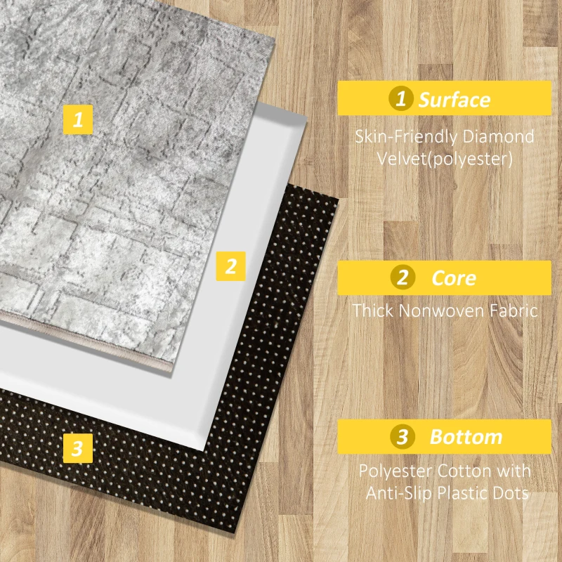 HOMCOM Grey Rug, Modern Abstract Area Rugs, Decorative Carpet for Living Room, Bedroom, Dining Room, 230 x 160cm