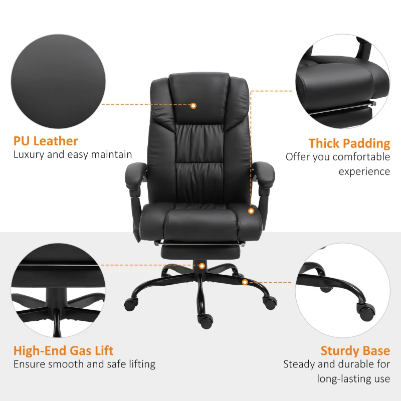 Vinsetto PU Leather 6-Point Massage Desk Chair w/ Remote Black