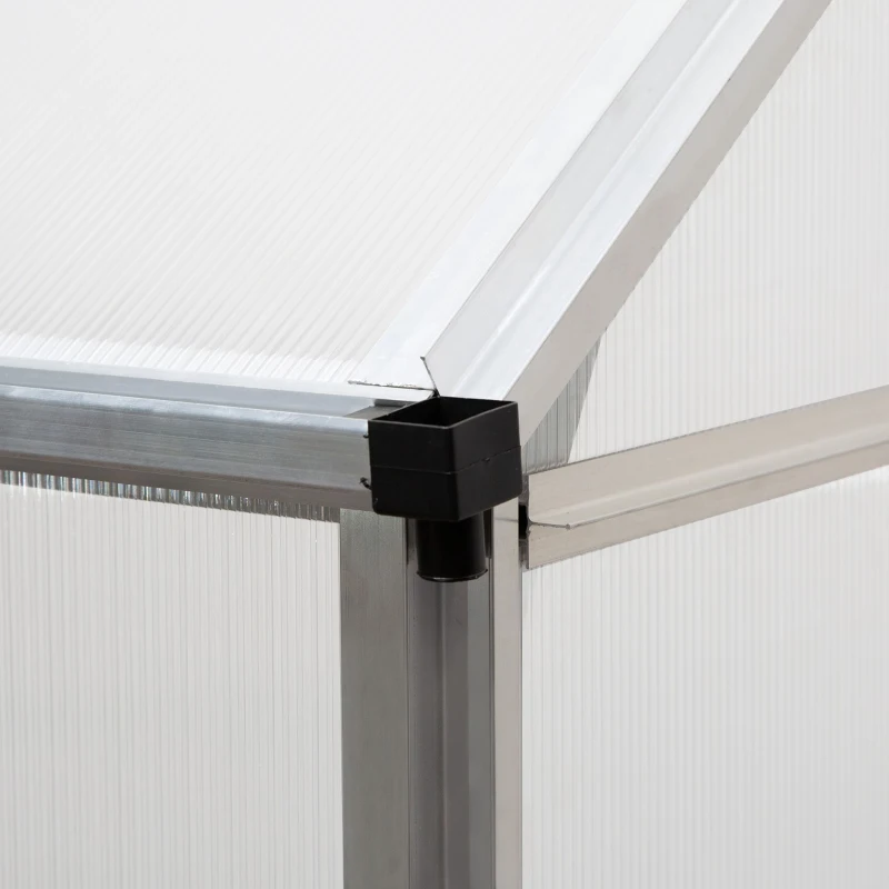 Outsunny 6 X 4ft Walk-In Lean to Greenhouse Garden Heavy Duty Aluminium Polycarbonate with Roof Vent for Plants Herbs Vegetables, Silver