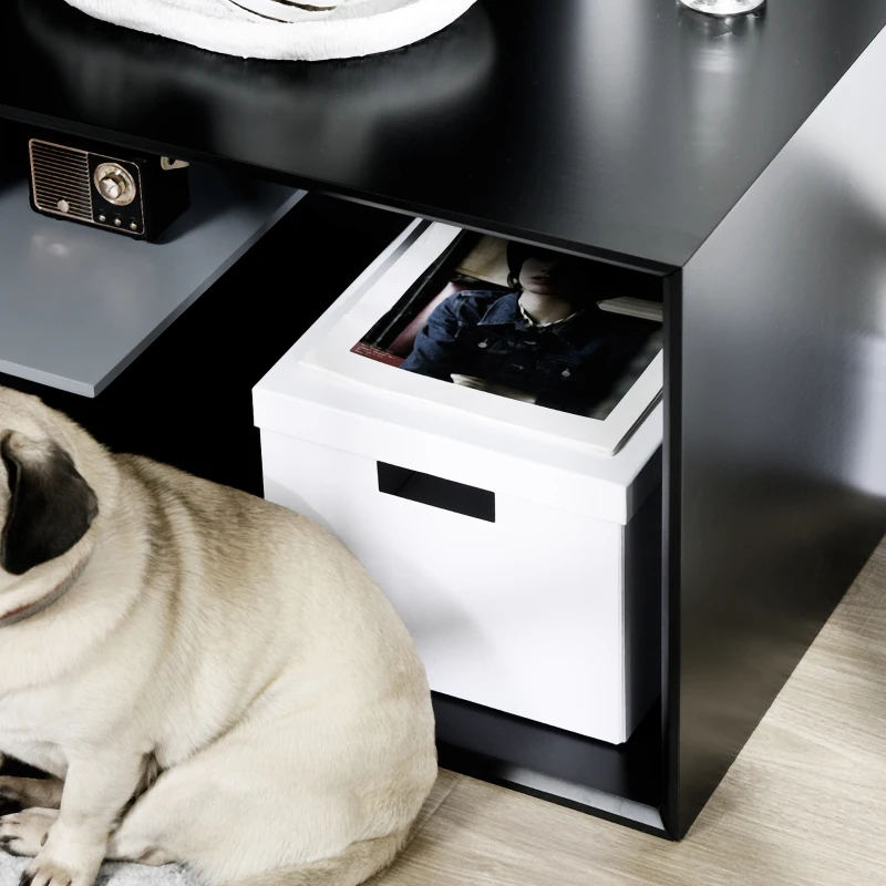 HOMCOM 120CM TV Stand Cabinet for TVs up to 55", TV Table with Open Storage Shelves for Living Room, Entertainment Room, Black and Grey