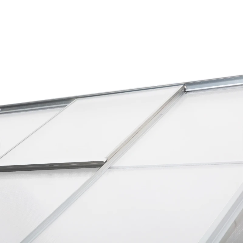 Outsunny 6 X 4ft Walk-In Lean to Greenhouse Garden Heavy Duty Aluminium Polycarbonate with Roof Vent for Plants Herbs Vegetables, Silver