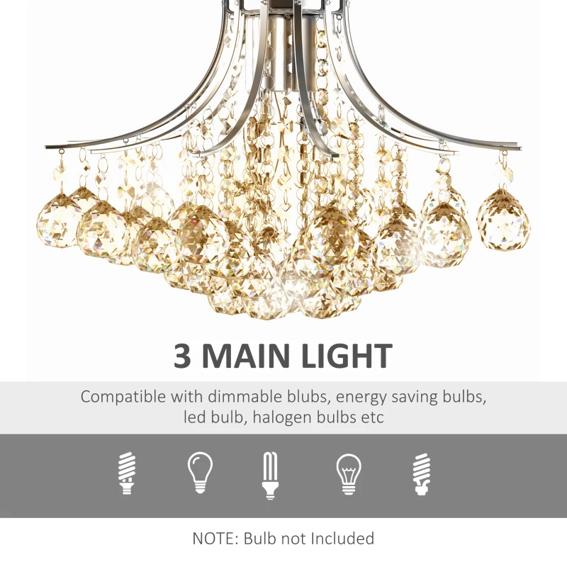 HOMCOM Dining Room Ceiling Lights, Modern K9 Crystal Chandelier