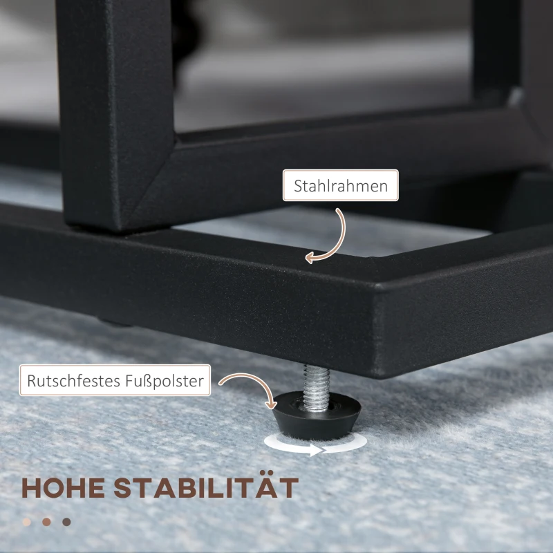 HOMCOM bijzettafel, nachtkastje, smal design, met stoffen vak, staal, donkerbruin+zwart, 49 x 19 x 55 cm(m-6)