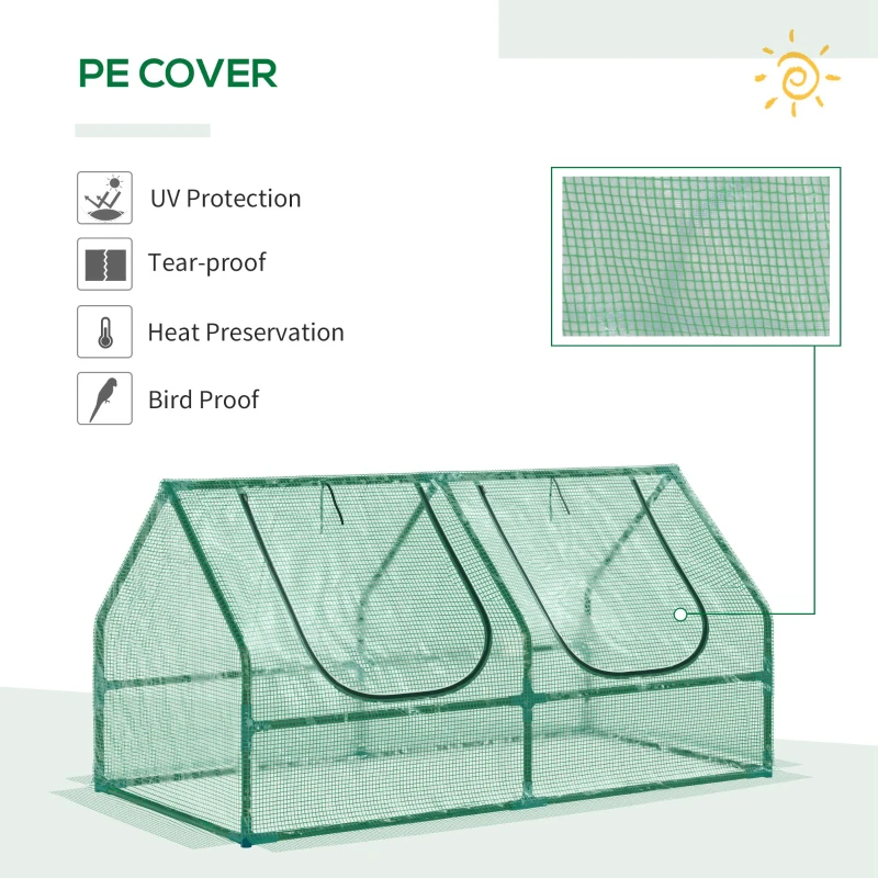 Outsunny Mini Greenhouse, Small Plant Grow House for Outdoor with Durable PE Cover, Observation Windows, 120 x 60 x 60 cm, Green