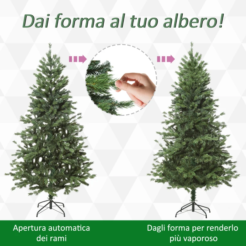 HOMCOM Albero di Natale Artificiale Gigante 210cm Realistico, Decorazione di Natale con 934 Rami, Base Pieghevole e Rimovibile